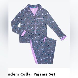 Lug Tandem Collar Pajama Set Size Large Butterfly Grey NEW